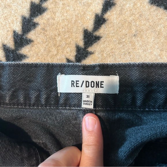 Women’s Re/Done High Rise 70s Stovepipe Jeans 31 Aged Black Button Fly Raw Hem - Picture 10 of 12